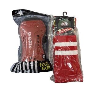 Sports Soccer Shin Guard With Soccer Socks Youth Large‎ Red Protective Equipment